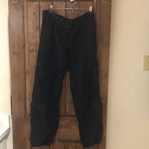 Black cargo pants drawstring cotton